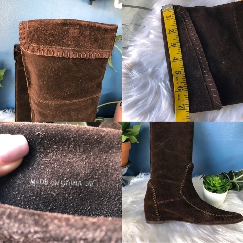 Aldo  Brown Tall Women’s Leather Fall Winter Sueded Boots size 8
